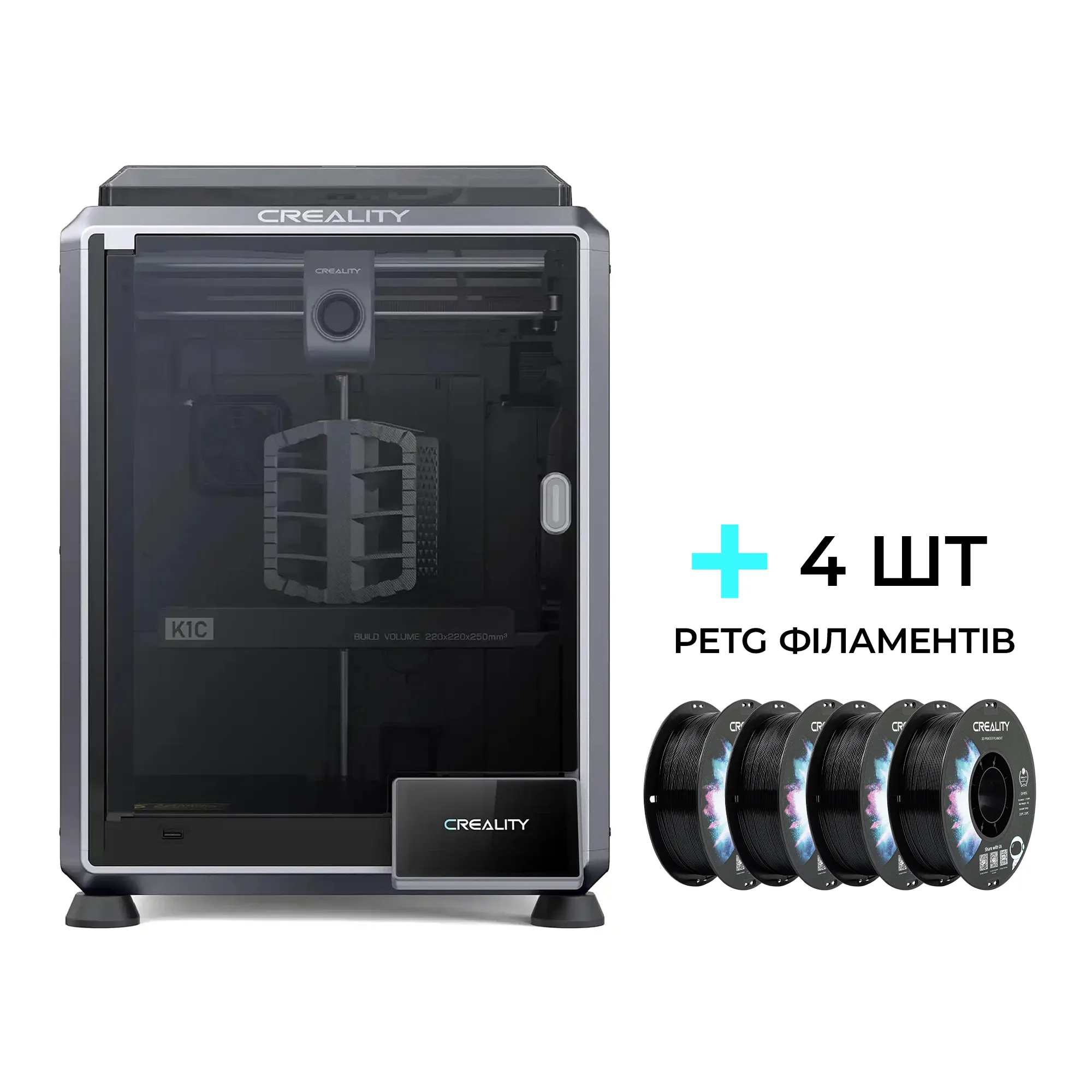 Купити 3D принтер CREALITY CR-K1C + PETG Filament (пластик) для 3D принтера CREALITY 4x1кг, 1.75мм, чорний - фото 1