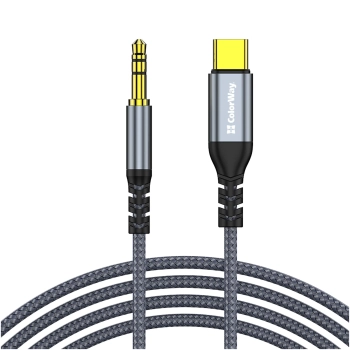 Купить Адаптер ColorWay USB-C to 3.5 mm mini-Jack 1.2 м Grey (CW-CBPDJ071-G) - фото 1