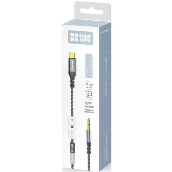Купить Адаптер ColorWay USB-C to 3.5 mm mini-Jack 1.2 м Grey (CW-CBPDJ071-G) - фото 5