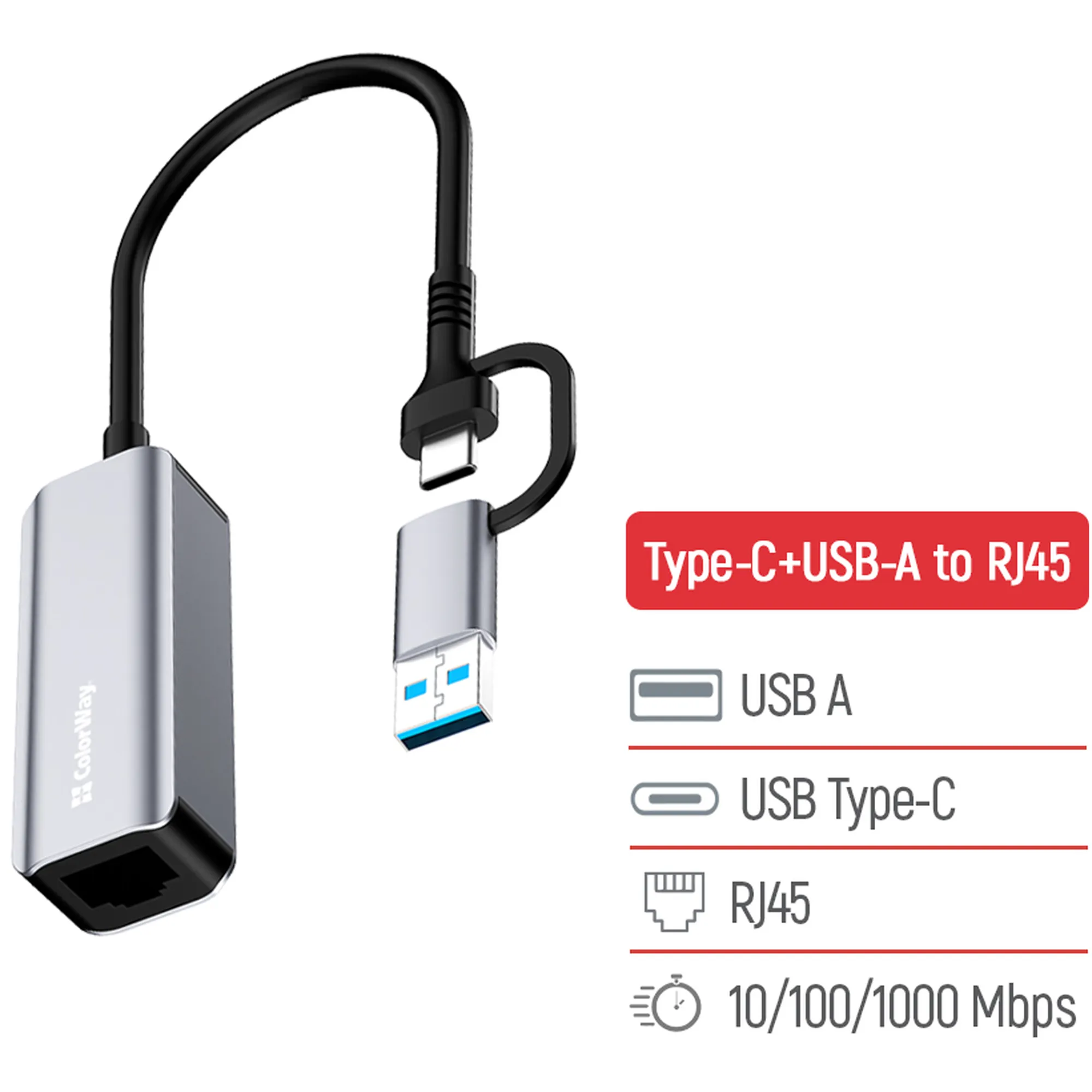 Купити Мережевий адаптер ColorWay USB-A/USB-С 3.0 - RJ45 Gigabit Ethernet (CW-AD-CRG) - фото 5