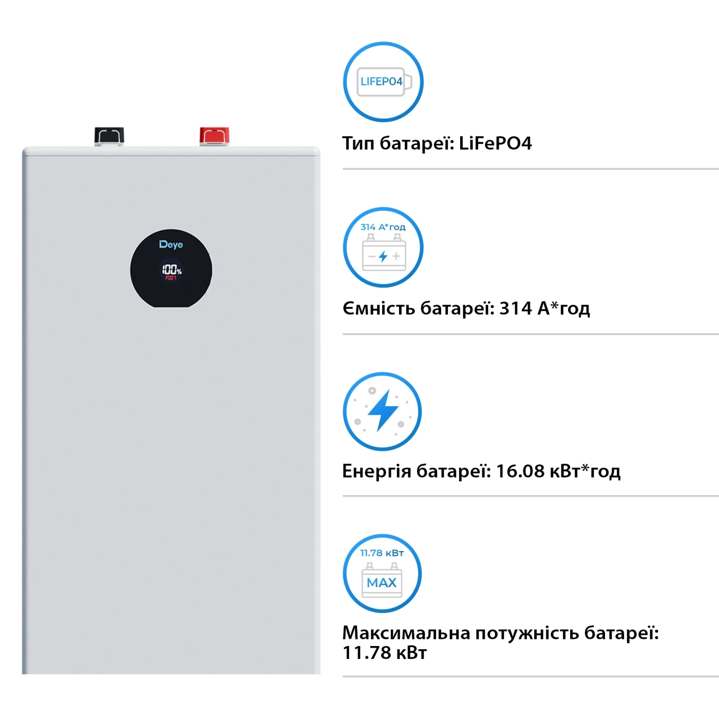 Купить Аккумуляторная батарея DEYE SE-F16-С LiFePO4 LV 51.2v 314Ah 16kwh (SE-F16-С) - фото 3