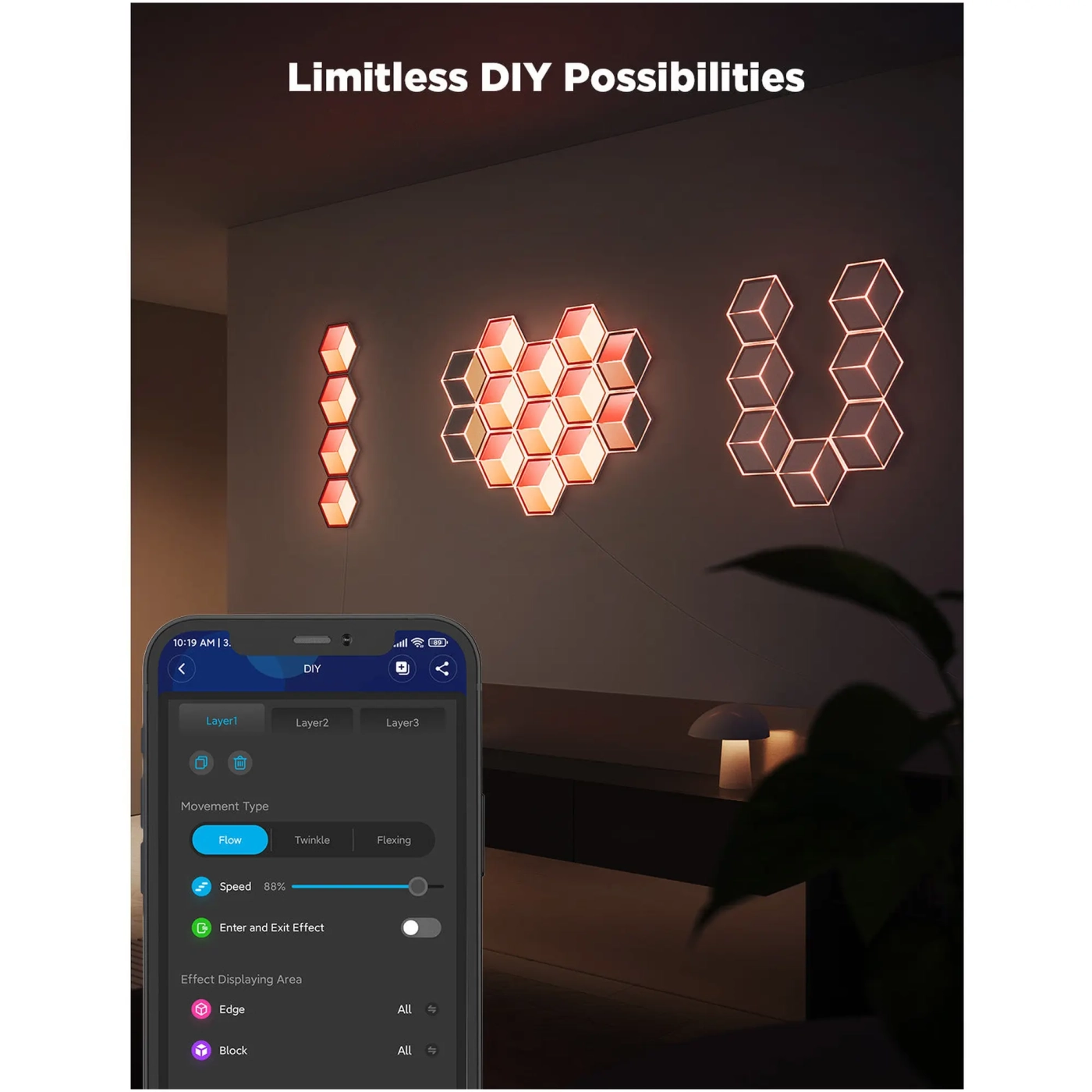 Купити Набір настінних світильників Govee H606A Glide Hexagon Light, 7, RGBIC, WI-FI/Bluetooth Белый (H606AC81) - фото 5