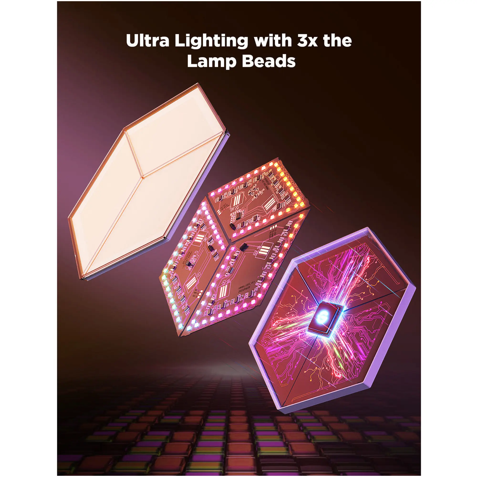 Купити Набір настінних світильників Govee H606A Glide Hexagon Light, 7, RGBIC, WI-FI/Bluetooth Белый (H606AC81) - фото 9