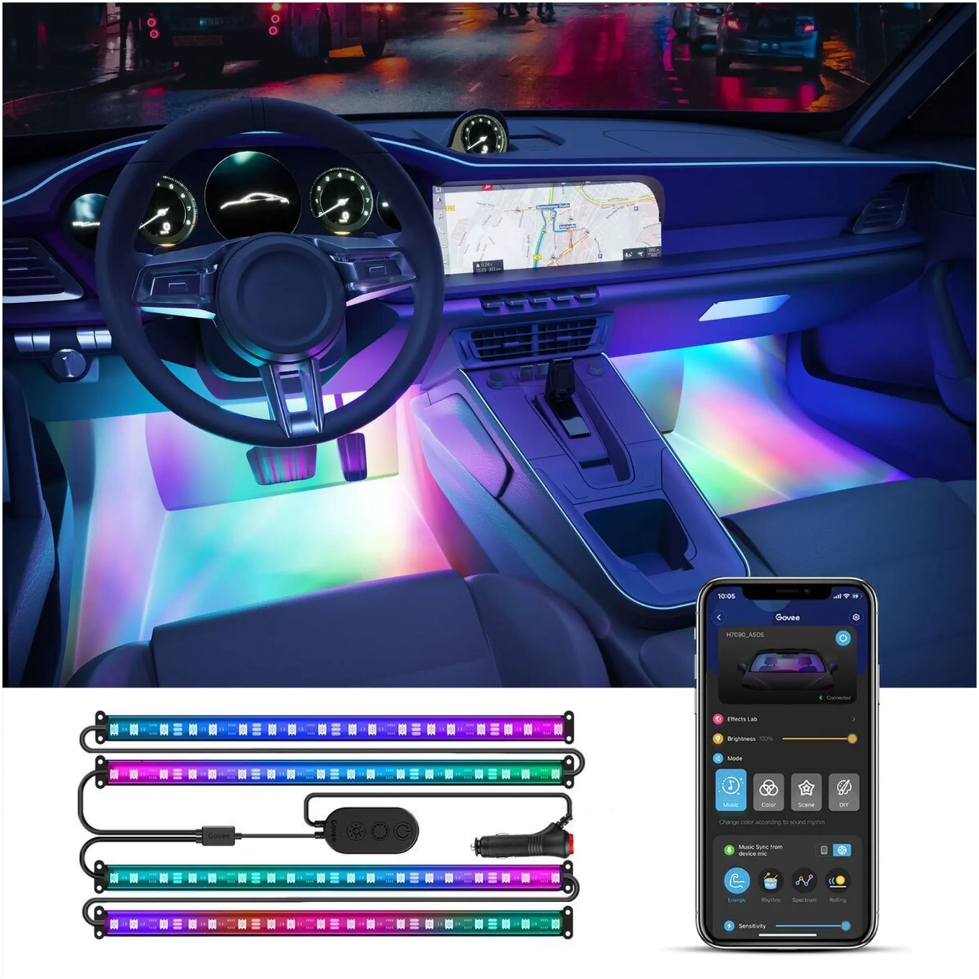 Купити Комплект розумного підсвічування для автомобіля GOVEE H7090 RGBIC Interior Car Lights RGBIC (H70900D2) - фото 1