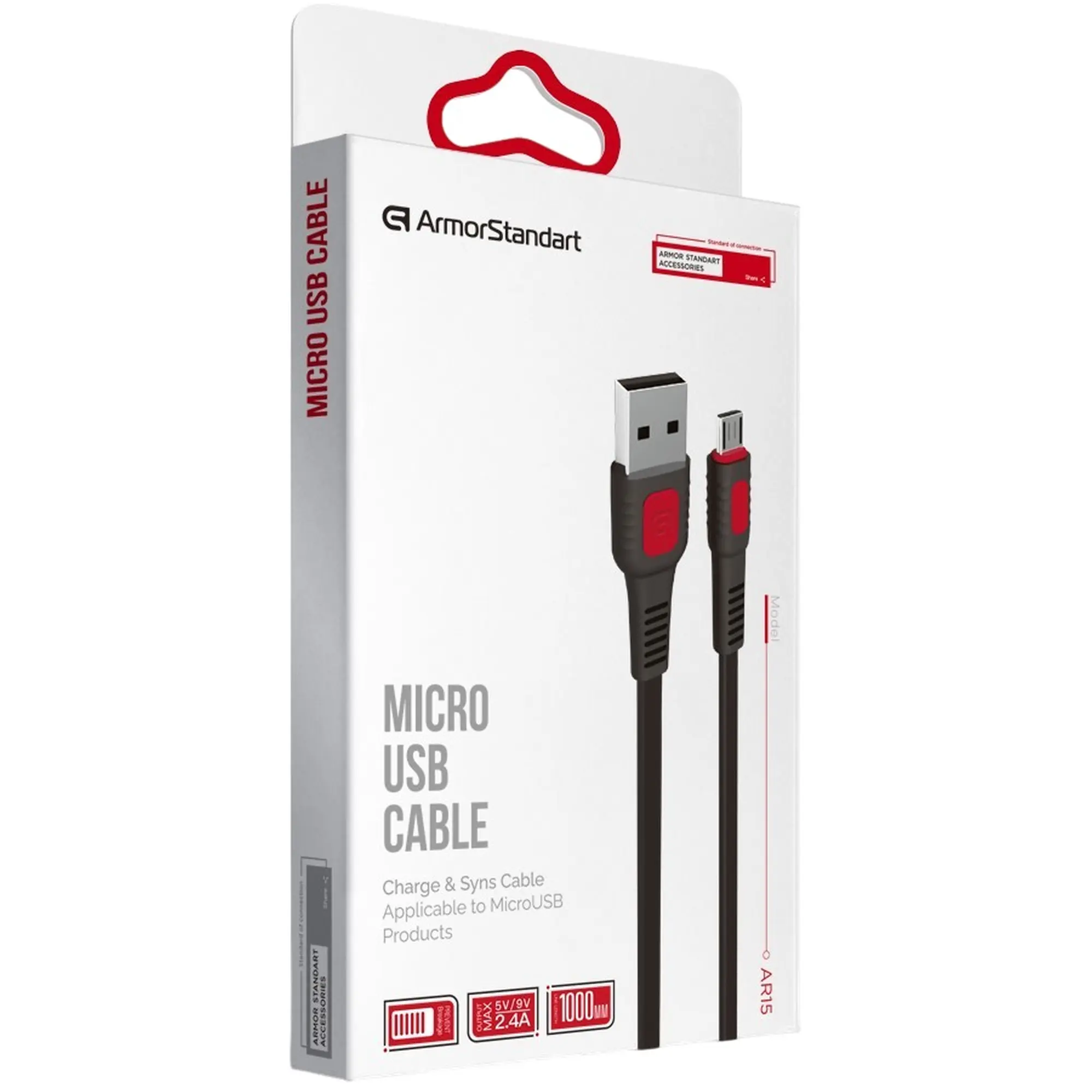 Купить Кабель ArmorStandart AR15 micro USB 2.4A 1m Black (ARM59535) - фото 5