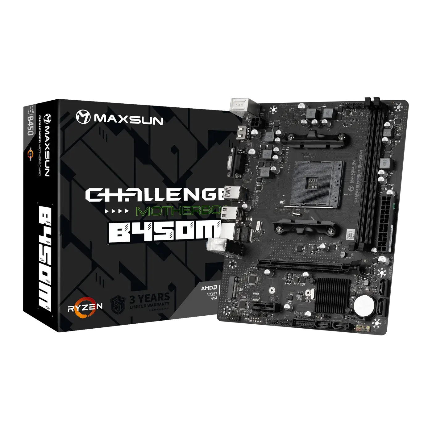 Купити Материнська плата Maxsun MS-Challenger B450M (sAM4, AMD B450, DDR4, mATX) - фото 1
