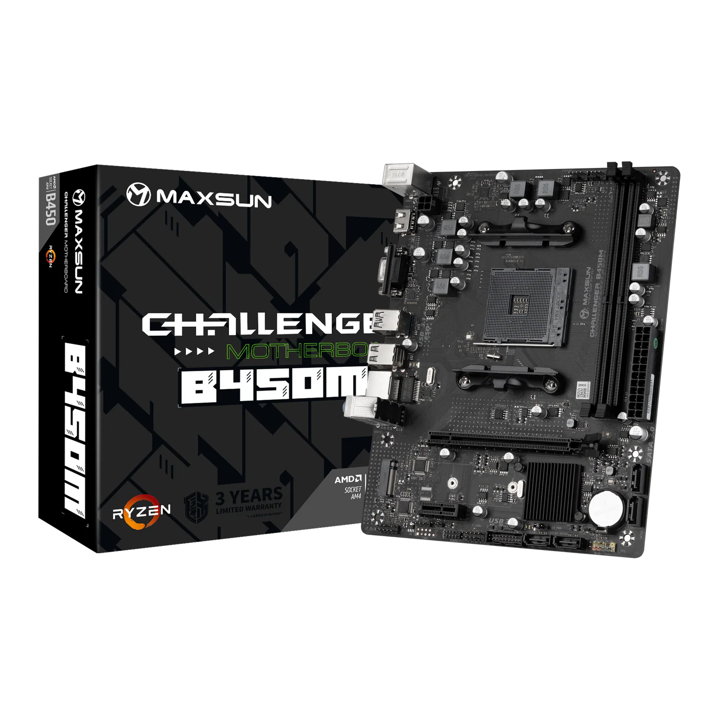 Купити Материнська плата Maxsun MS-Challenger B450M (sAM4, AMD B450, DDR4, mATX) - фото 1