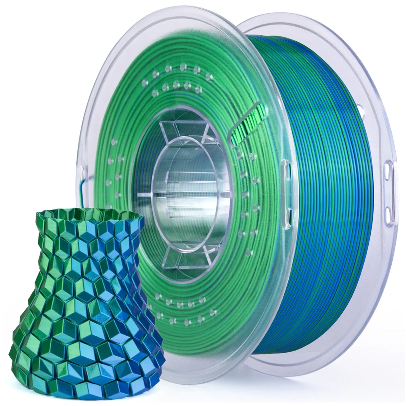 Купить PLA Filament (пластик) для 3D принтера ELEGOO шелковый блеск 1кг, 1.75мм, сине-зеленый (50.203.0467) - фото 1