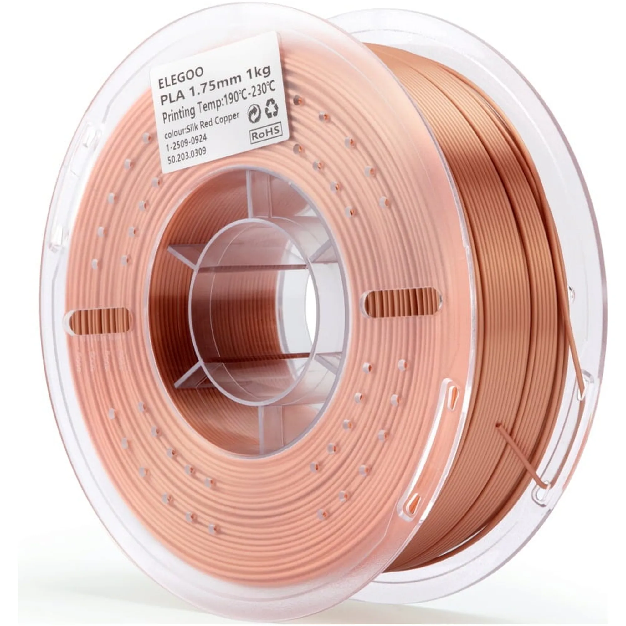 Купить PLA Filament (пластик) для 3D принтера ELEGOO шелковый блеск 1кг, 1.75мм, красная медь (50.203.0309) - фото 1