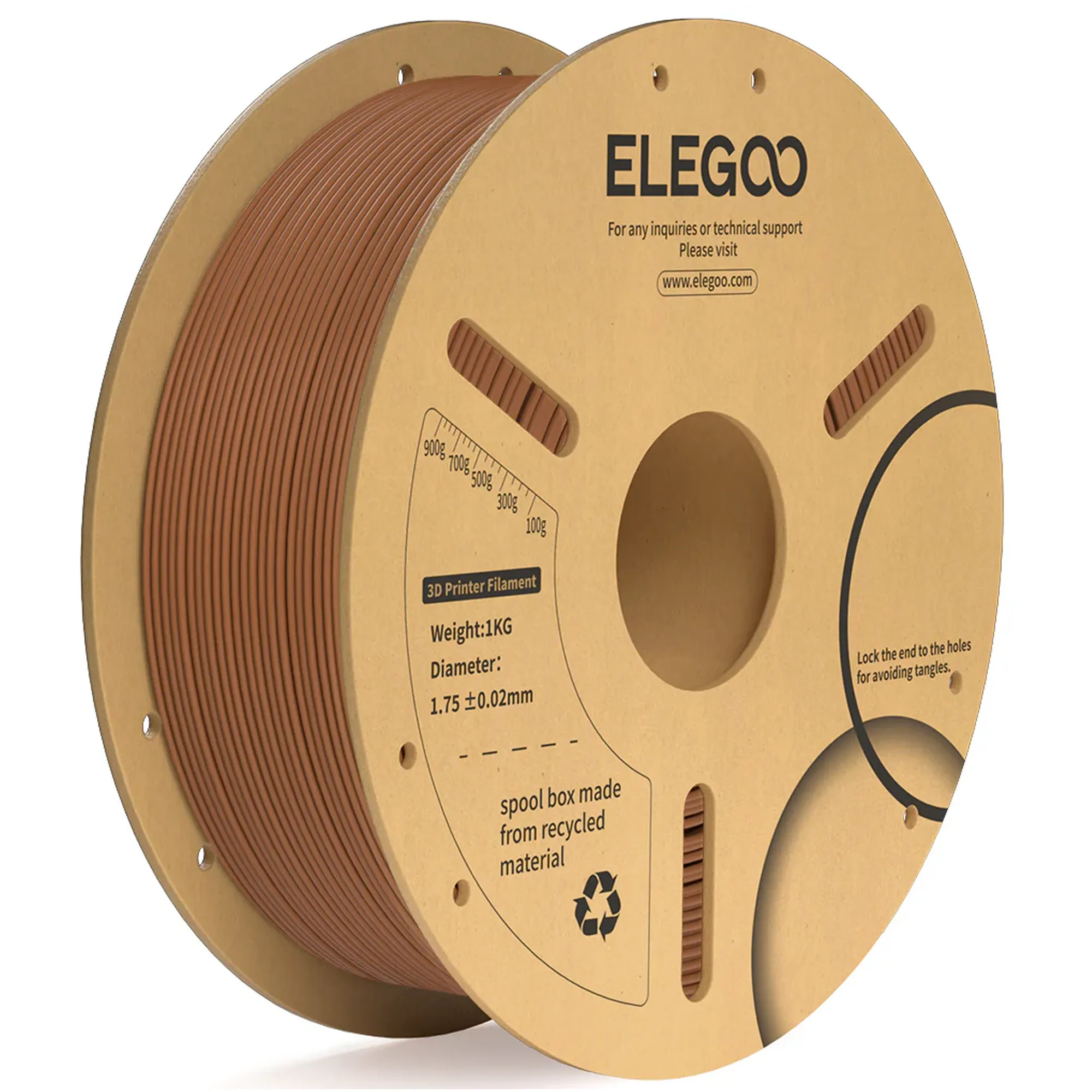 Купити PLA Plus Filament (пластик) для 3D принтера ELEGOO 1кг, 1.75мм, коричневий (50.203.0310) - фото 1