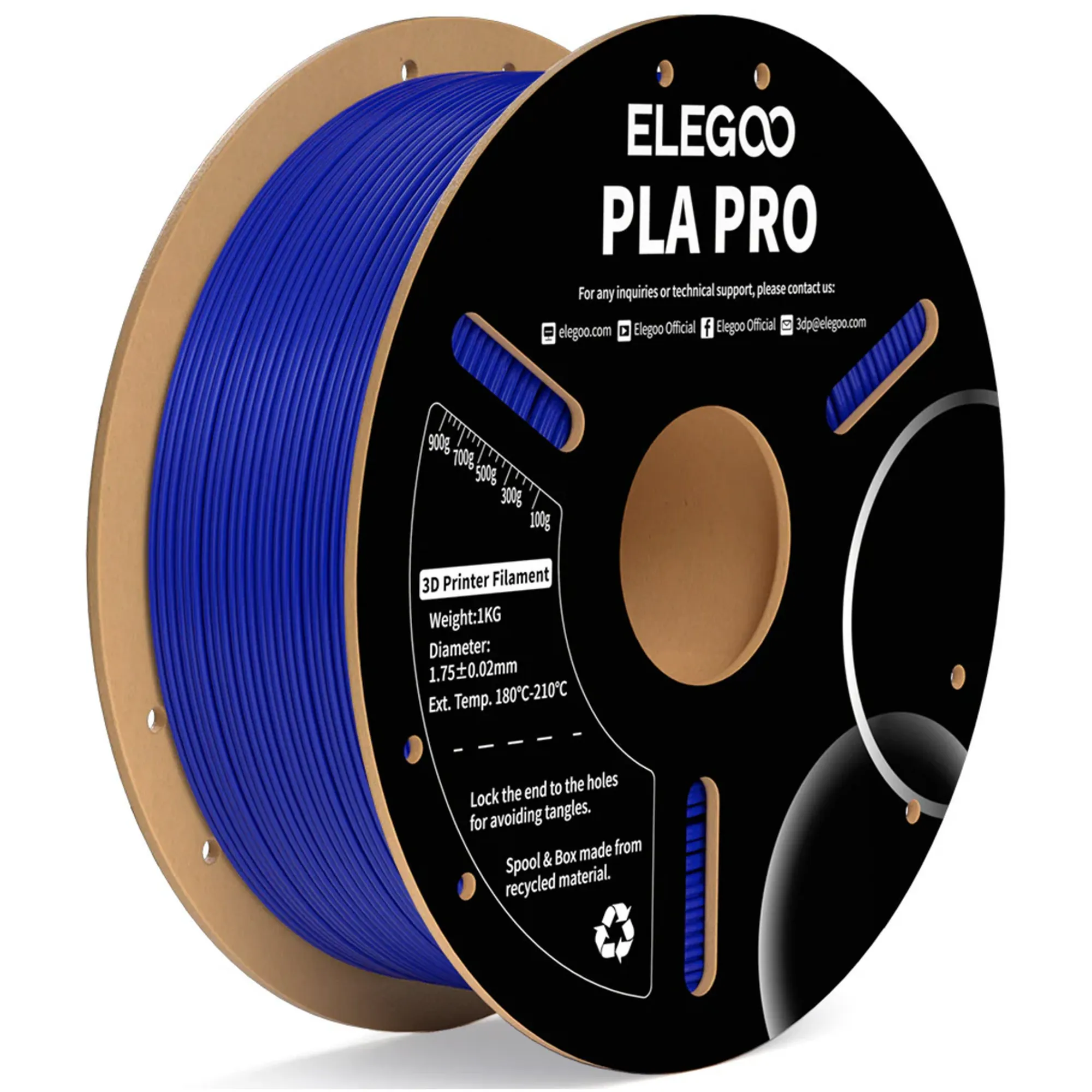 Купить PLA PRO Filament (пластик) для 3D принтера ELEGOO 1кг 1.75мм синий (50.203.0191) - фото 1