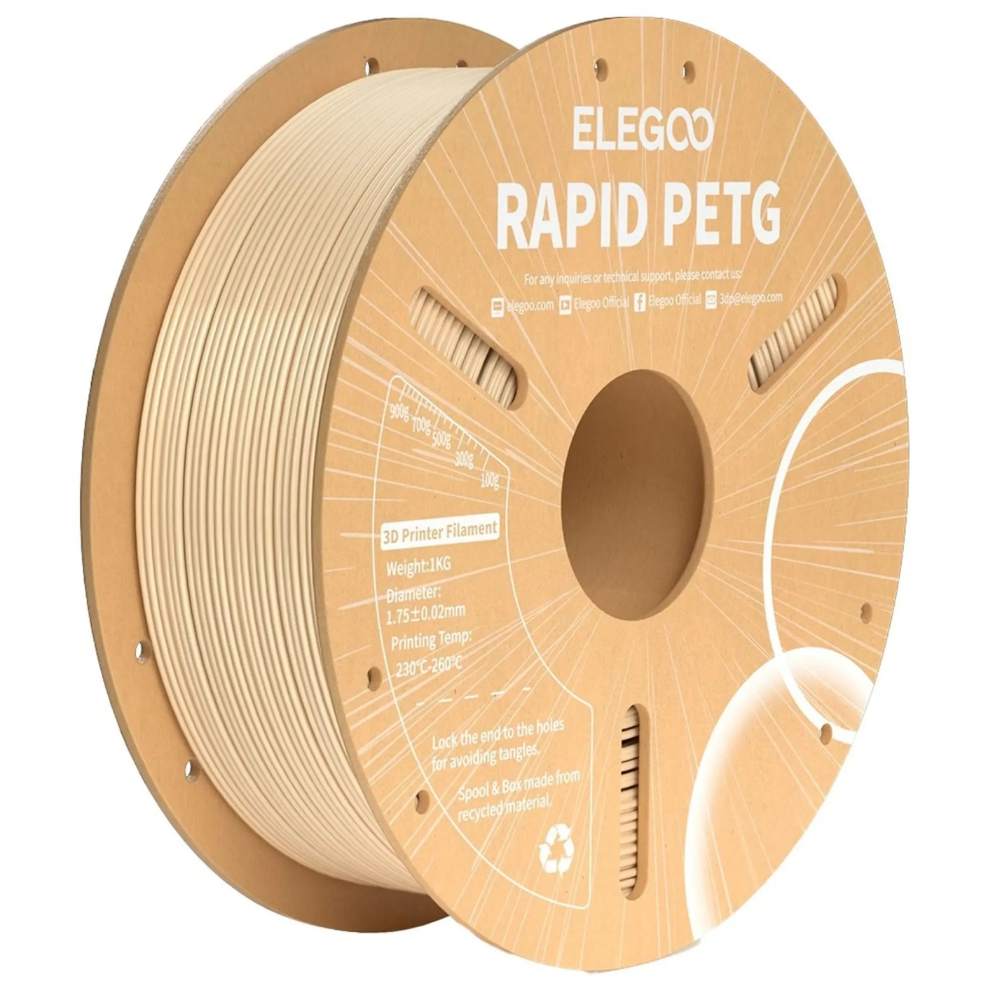 Купить Rapid PETG Filament (пластик) для 3D принтера ELEGOO 1кг, 1.75мм, бежевый (50.203.0311) - фото 1