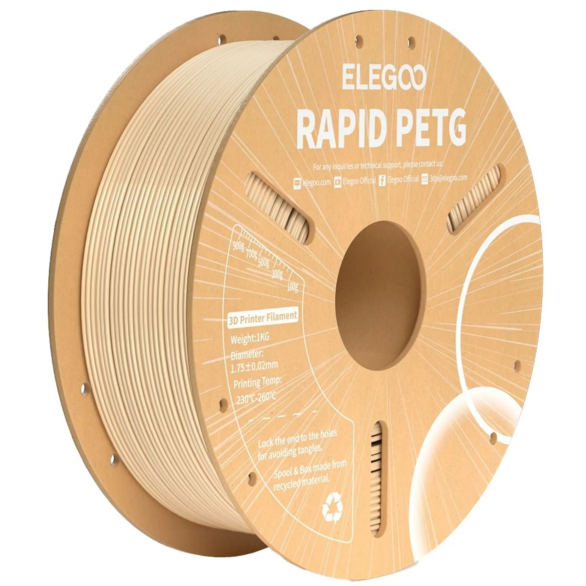Купить Rapid PETG Filament (пластик) для 3D принтера ELEGOO 1кг, 1.75мм, бежевый (50.203.0311) - фото 1
