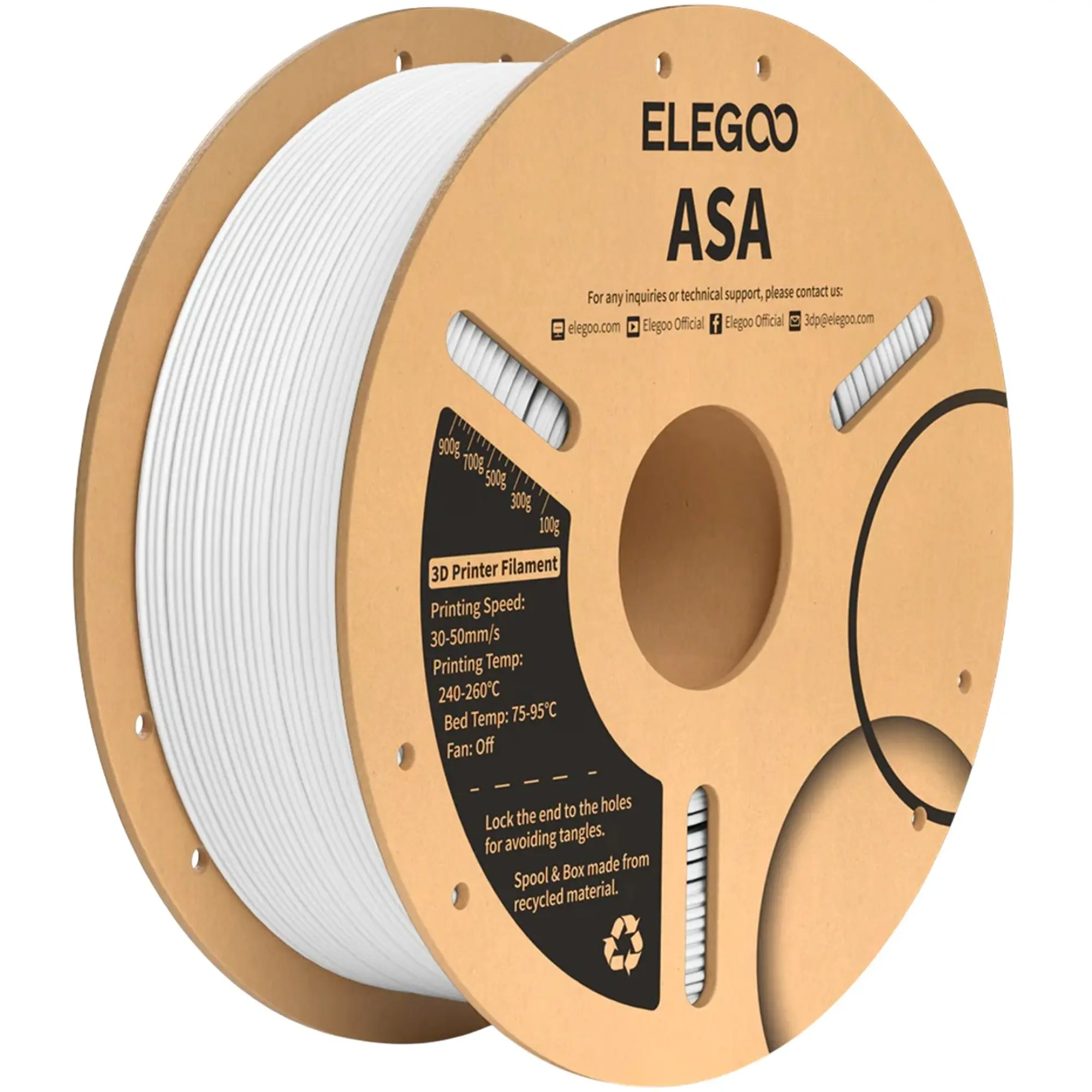 Купить ASA Filament (пластик) для 3D принтера ELEGOO 1кг, 1.75мм, белый (50.203.0709) - фото 1