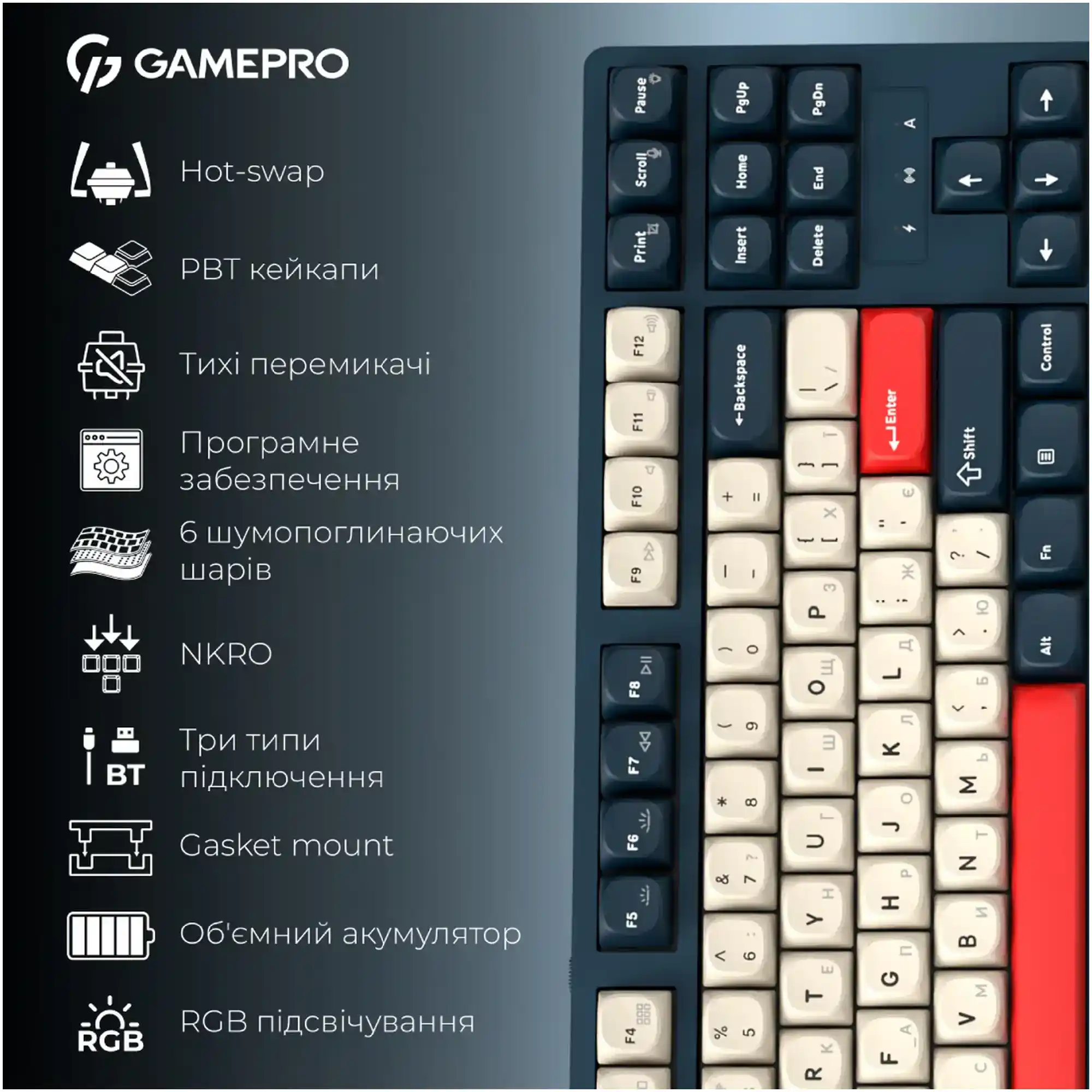 Купити Клавіатура GamePro Asgard Ragnar Blue (MK285BL) - фото 13