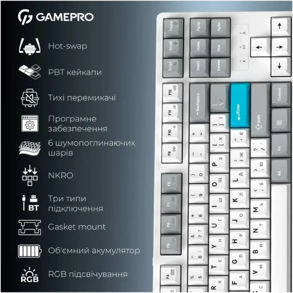 Купить Клавиатура GamePro Asgard Ragnar White (MK285WH) - фото 18