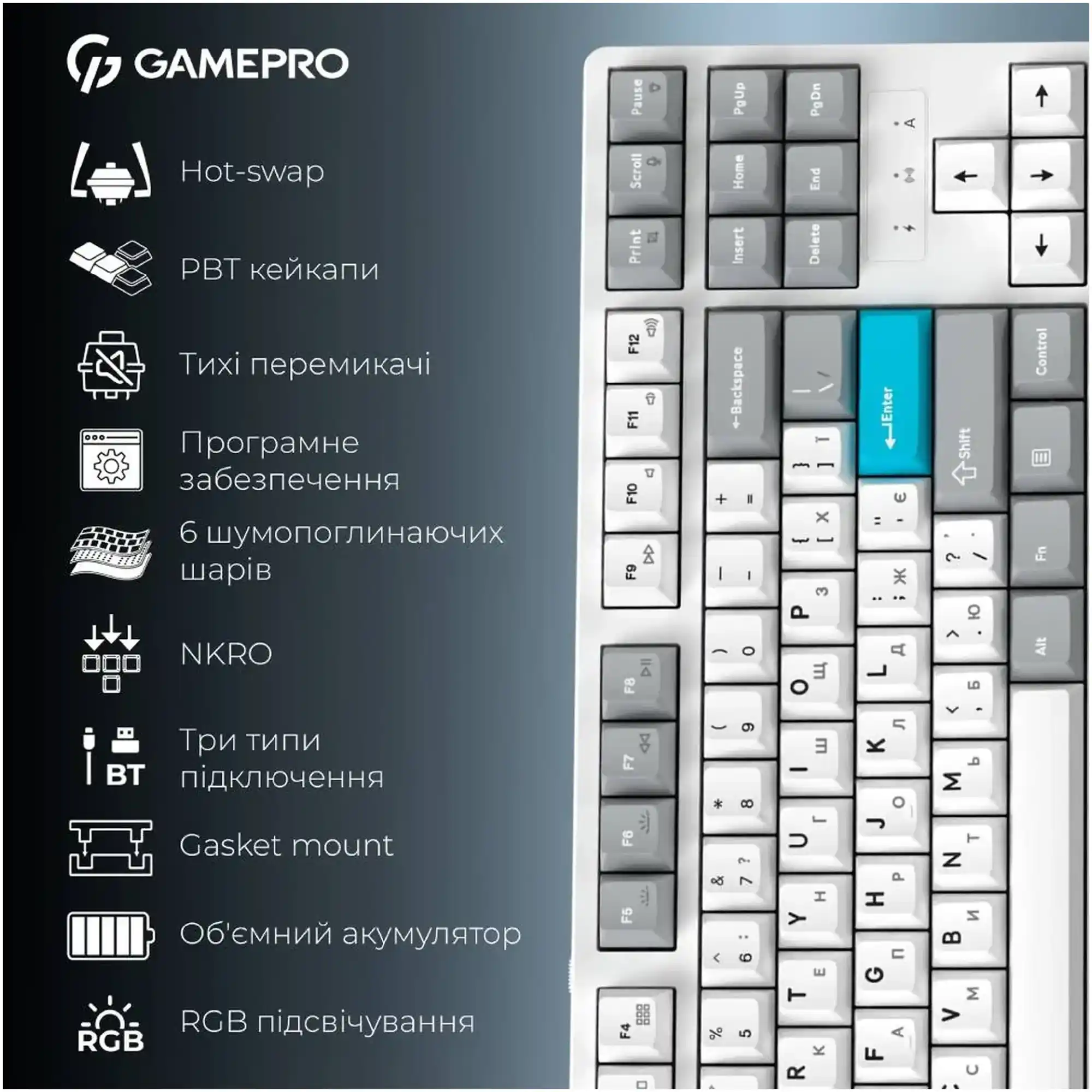 Купить Клавиатура GamePro Asgard Ragnar White (MK285WH) - фото 18