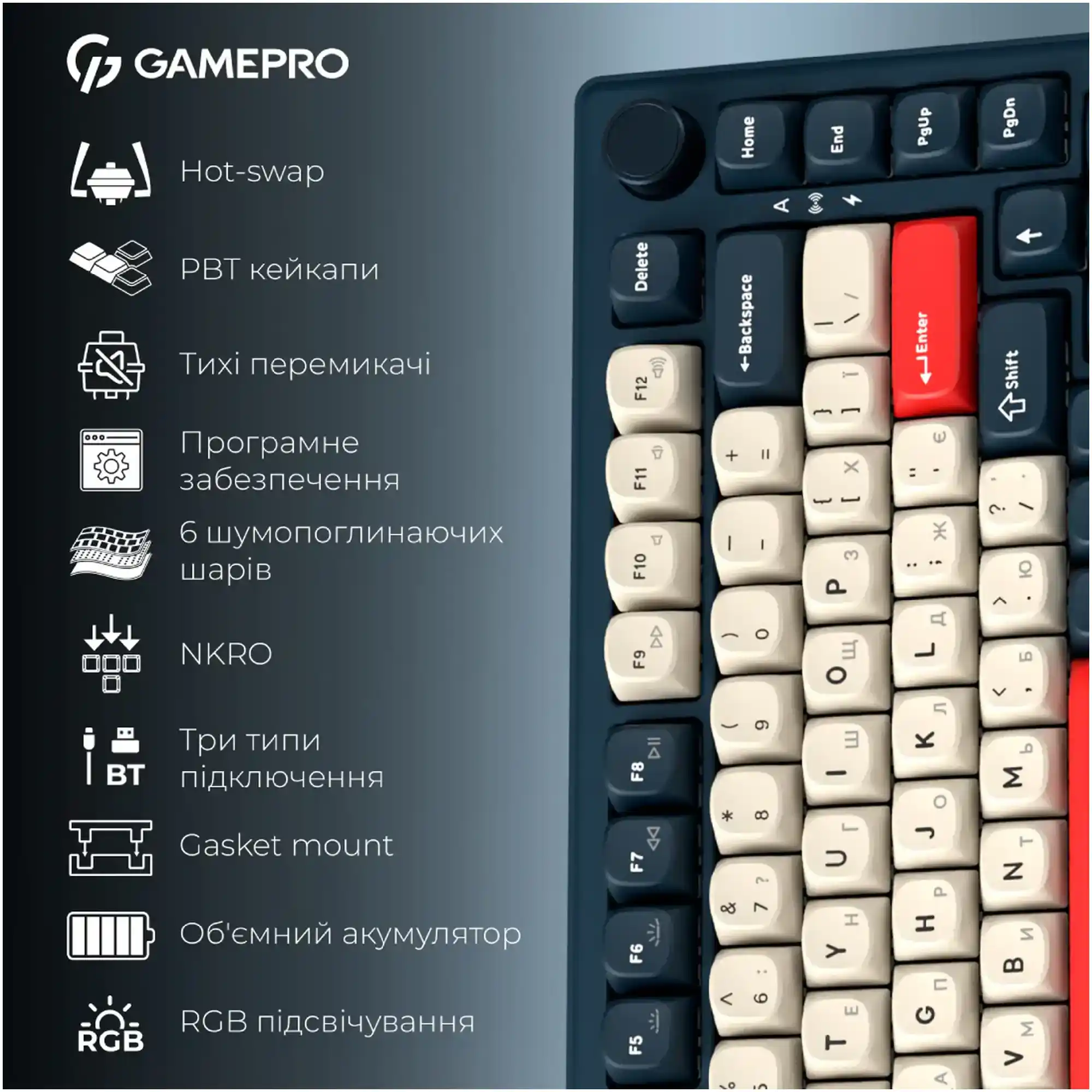 Купити Клавіатура GamePro Asgard Yord Blue (MK266BL) - фото 18
