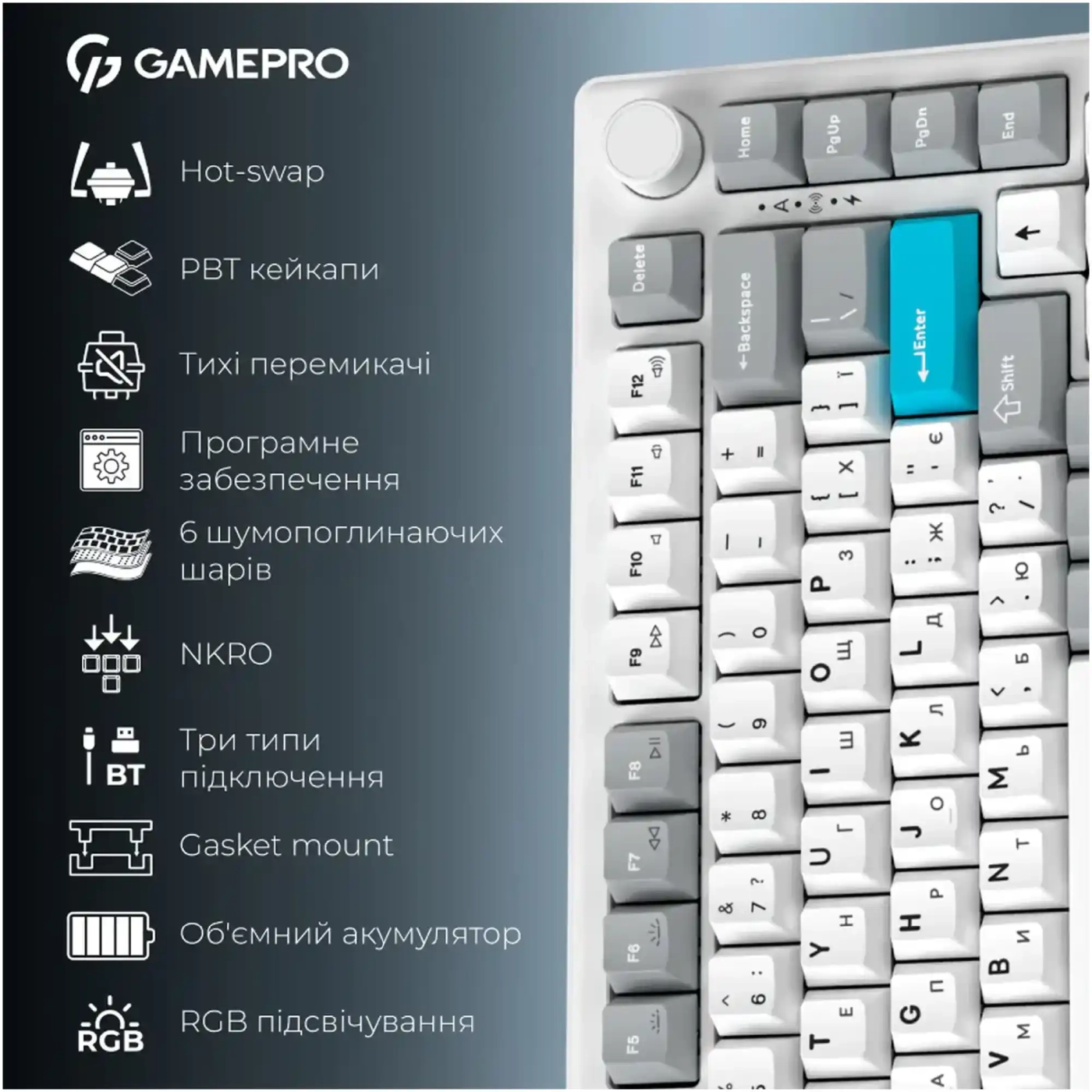 Купити Клавіатура GamePro Asgard Yord White (MK266WH) - фото 18