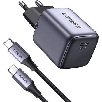 Купити Зарядний пристрій UGREEN CD319 Nexode USB-C 30W PD GaN Space Gray + кабель 60W 1m (25257) - фото 1
