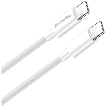 Купити Кабель Colorway USB-C - USB-C (TPE) (PD Fast Charging 60W) 3.0А 1м White (CW-CBPDCC055-WT) - фото 1