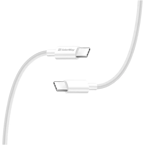 Купити Кабель Colorway USB-C - USB-C (TPE) (PD Fast Charging 60W) 3.0А 1м White (CW-CBPDCC055-WT) - фото 4