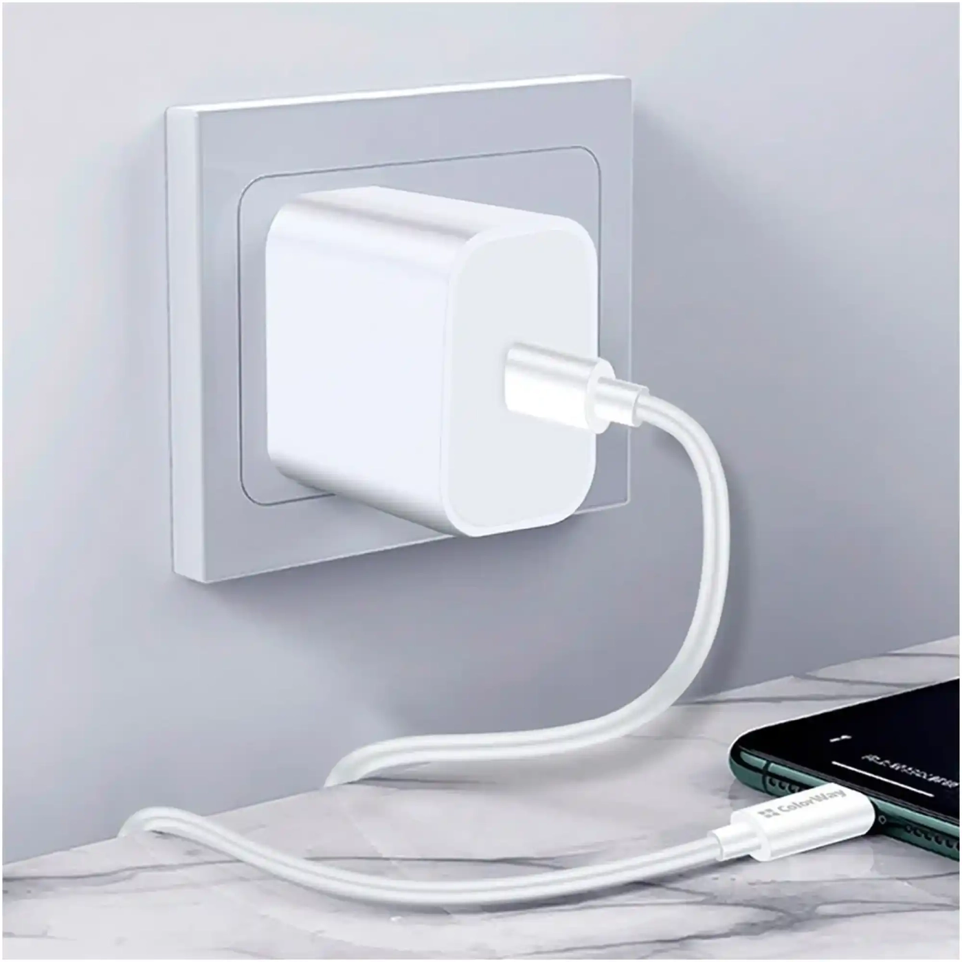 Купити Кабель Colorway USB-C - USB-C (TPE) (PD Fast Charging 60W) 3.0А 1м White (CW-CBPDCC055-WT) - фото 7