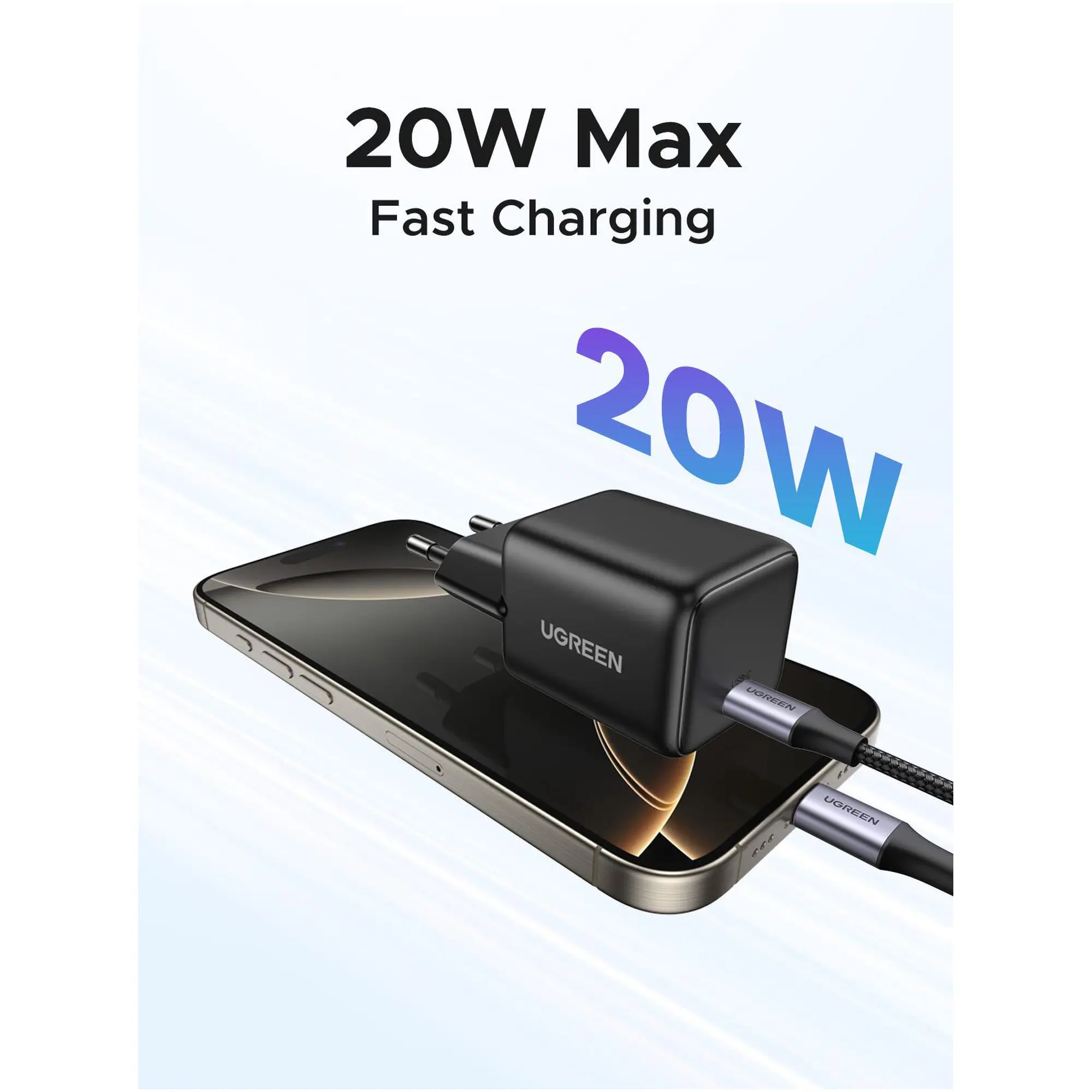 Купити Зарядний пристрій UGREEN X512 20W USB-C GaN PD EU Black (UGR-55553) - фото 5