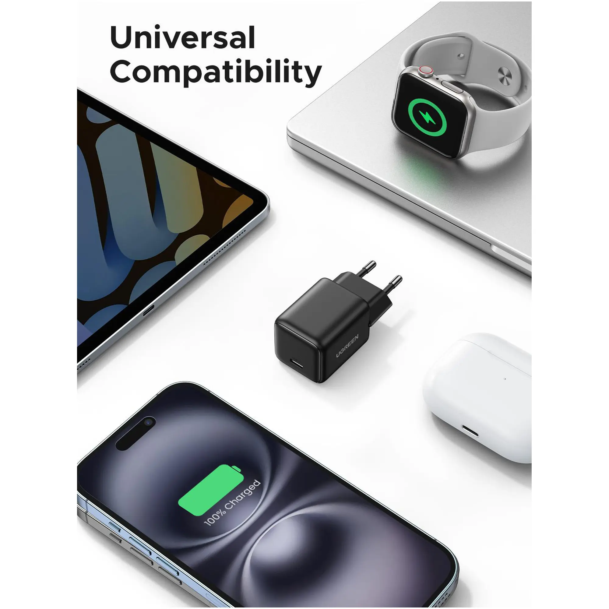 Купити Зарядний пристрій UGREEN X512 20W USB-C GaN PD EU Black (UGR-55553) - фото 6