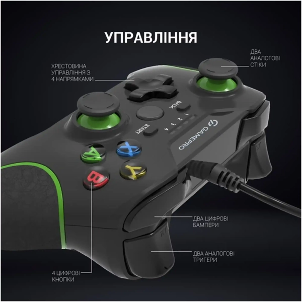 Купити Геймпад GamePro MG450B PC/PS3/Android Black-Green (MG450B) - фото 7