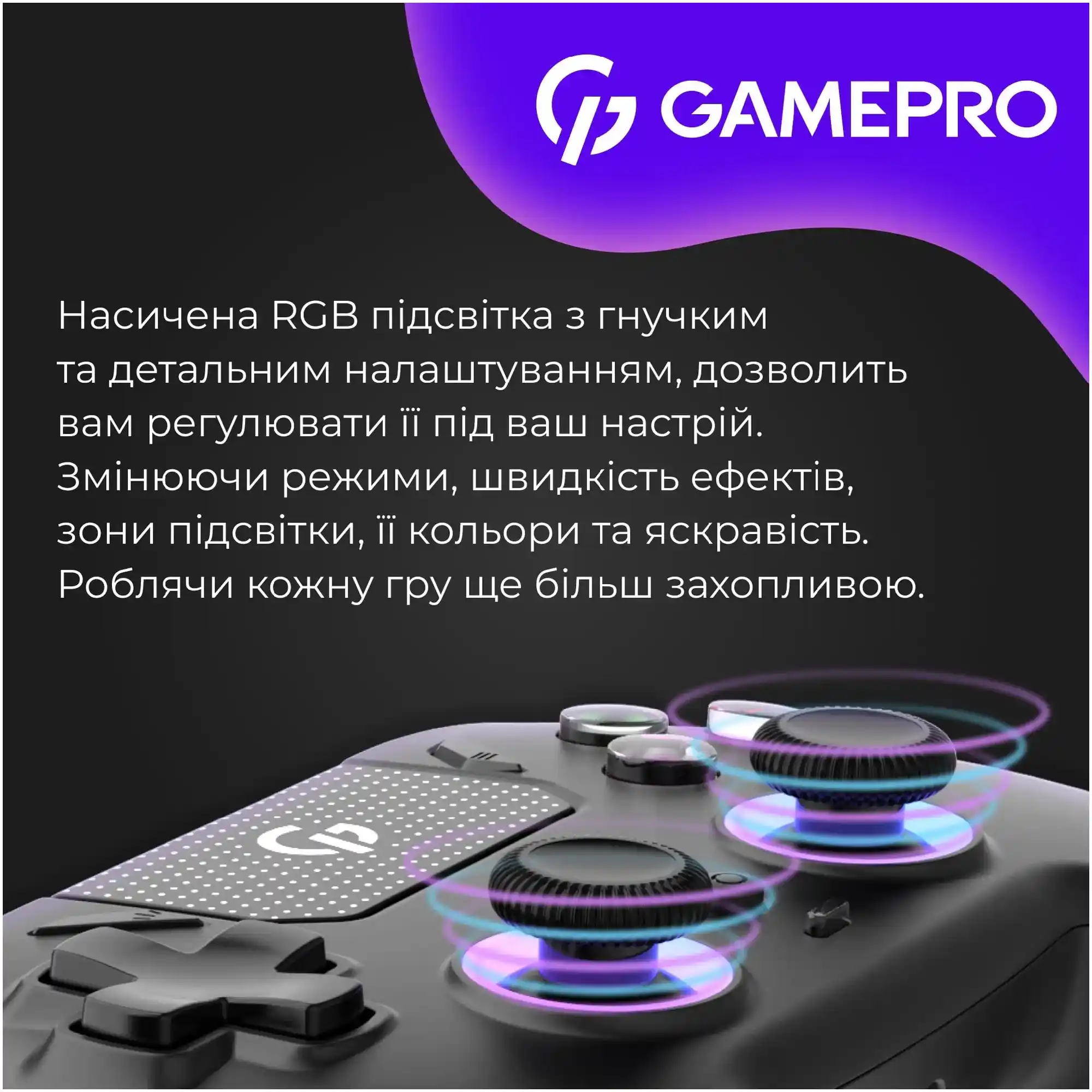 Купить Геймпад GamePro с зарядной станцией 2.4G/BT 5.1/USB (Switch/PS/PC/iOS/Android) RGB Black (GPS20BDOC - фото 3