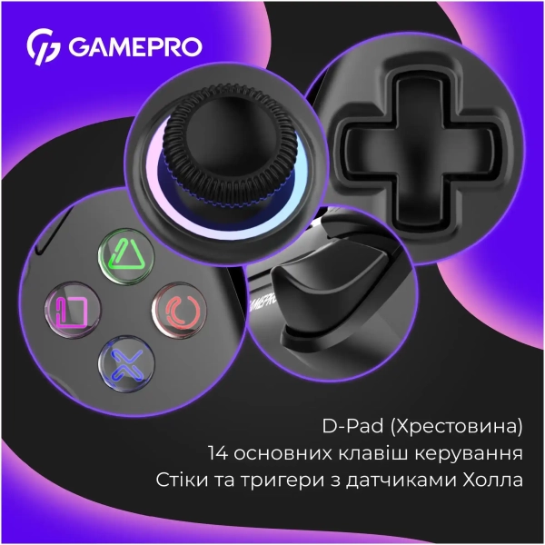 Купить Геймпад GamePro с зарядной станцией 2.4G/BT 5.1/USB (Switch/PS/PC/iOS/Android) RGB Black (GPS20BDOC - фото 10