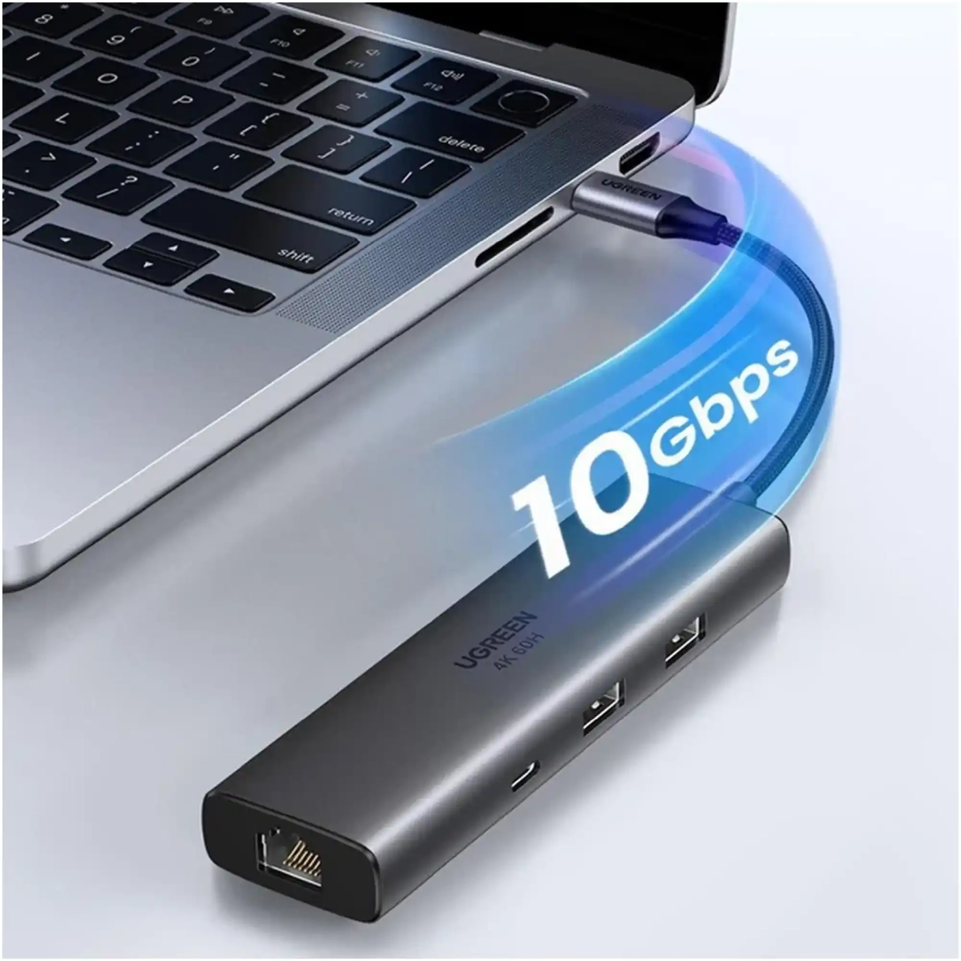 Купити USB-хаб Ugreen USB-C to HDMI + 2xUSB 3.2 + USB-C 3.2 + RJ45 + PD CM512 gray (45000) - фото 3