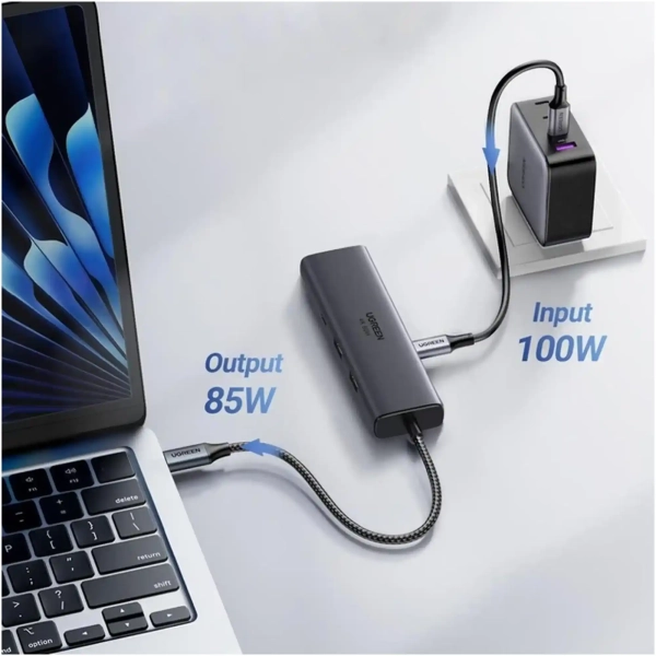Купити USB-хаб Ugreen USB-C to HDMI + 2xUSB 3.2 + USB-C 3.2 + RJ45 + PD CM512 gray (45000) - фото 4