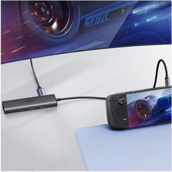 Купити USB-хаб Ugreen USB-C to HDMI + 2xUSB 3.2 + USB-C 3.2 + RJ45 + PD CM512 gray (45000) - фото 7