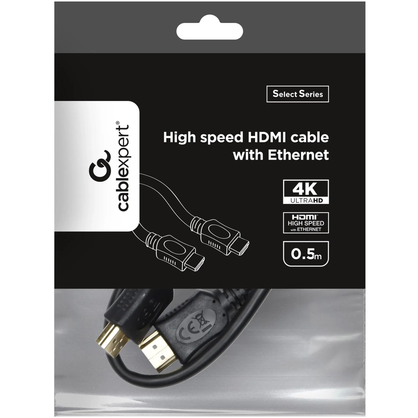 Купить Кабель Cablexpert HDMI V.2.0, 4К 60Гц, 0,5м Black (CC-HDMI4L-0.5M) - фото 3