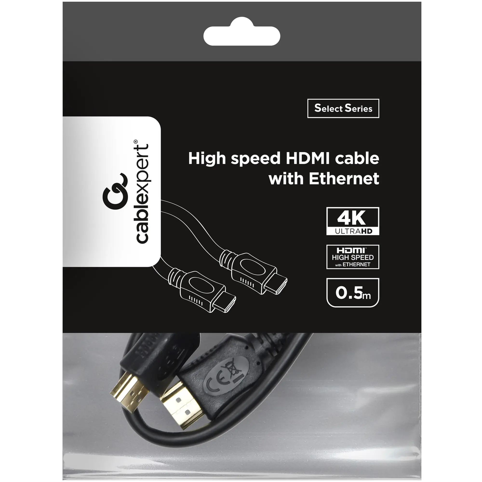 Купить Кабель Cablexpert HDMI V.2.0, 4К 60Гц, 0,5м Black (CC-HDMI4L-0.5M) - фото 3