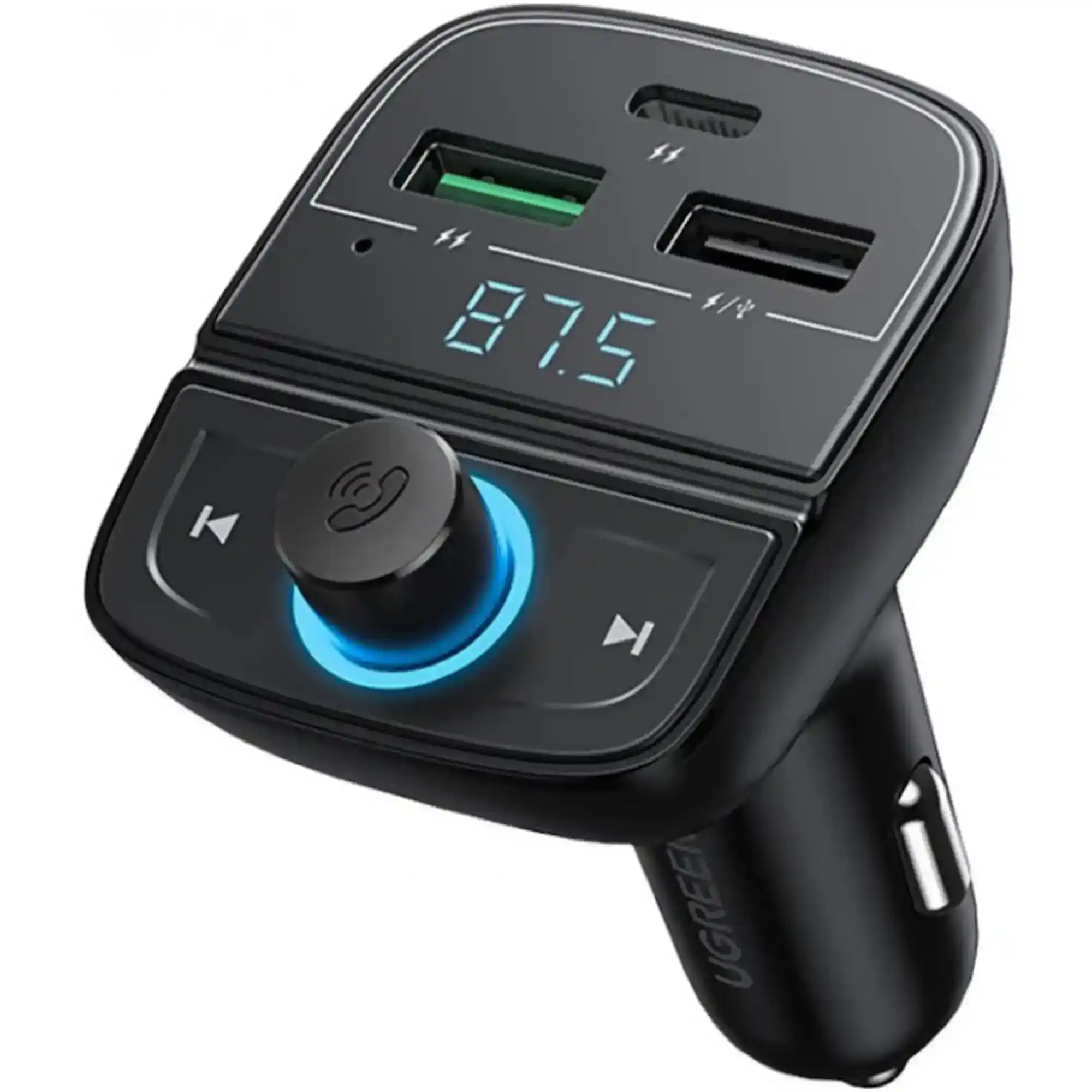 Купити Автомобильное зарядное устройство UGREEN CD229 3xUSB 31,5W (USB-C+2xUSB-A) BT Transmitter + TF black (80910) - фото 1