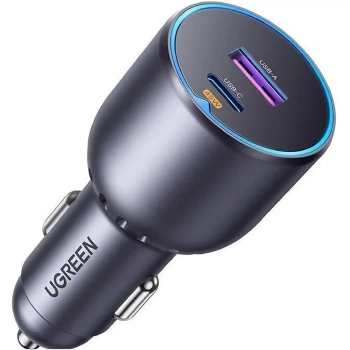 Купить Автомобильное зарядное устройство UGREEN EC701 USB-C PD + USB-A 63W Fast Car Charger Gray (35023) - фото 1