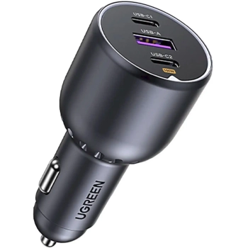 Купить Автомобильное зарядное устройство UGREEN EC705 2xUSB-C PD + USB-A 130W Fast Car Charger Gray (35025) - фото 1