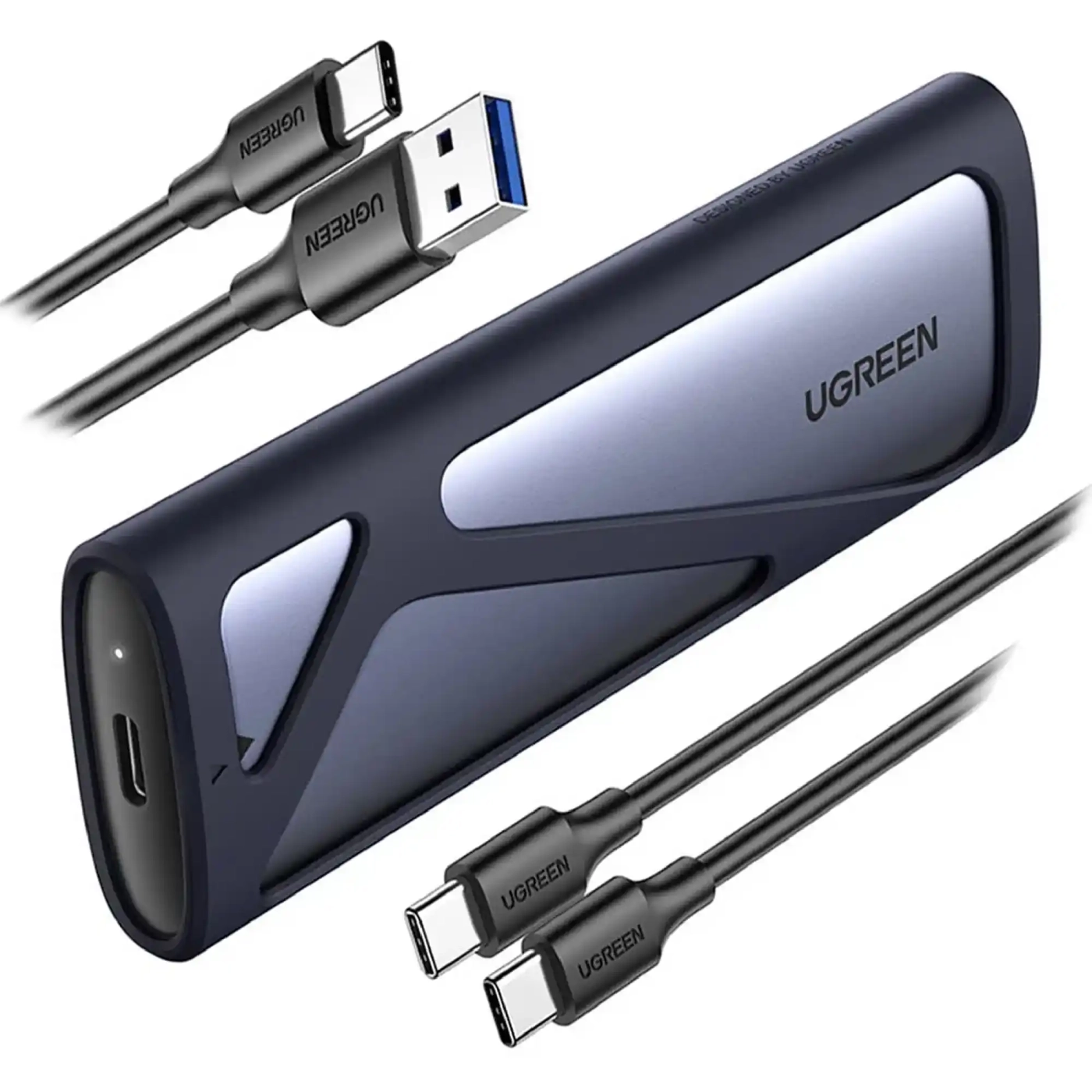 Купить Внешний карман для SSD M.2 (NVME) M-KEY UGREEN 3.1 GEN2 CM400 Gray with C to C and C to A cable (90264) - фото 1