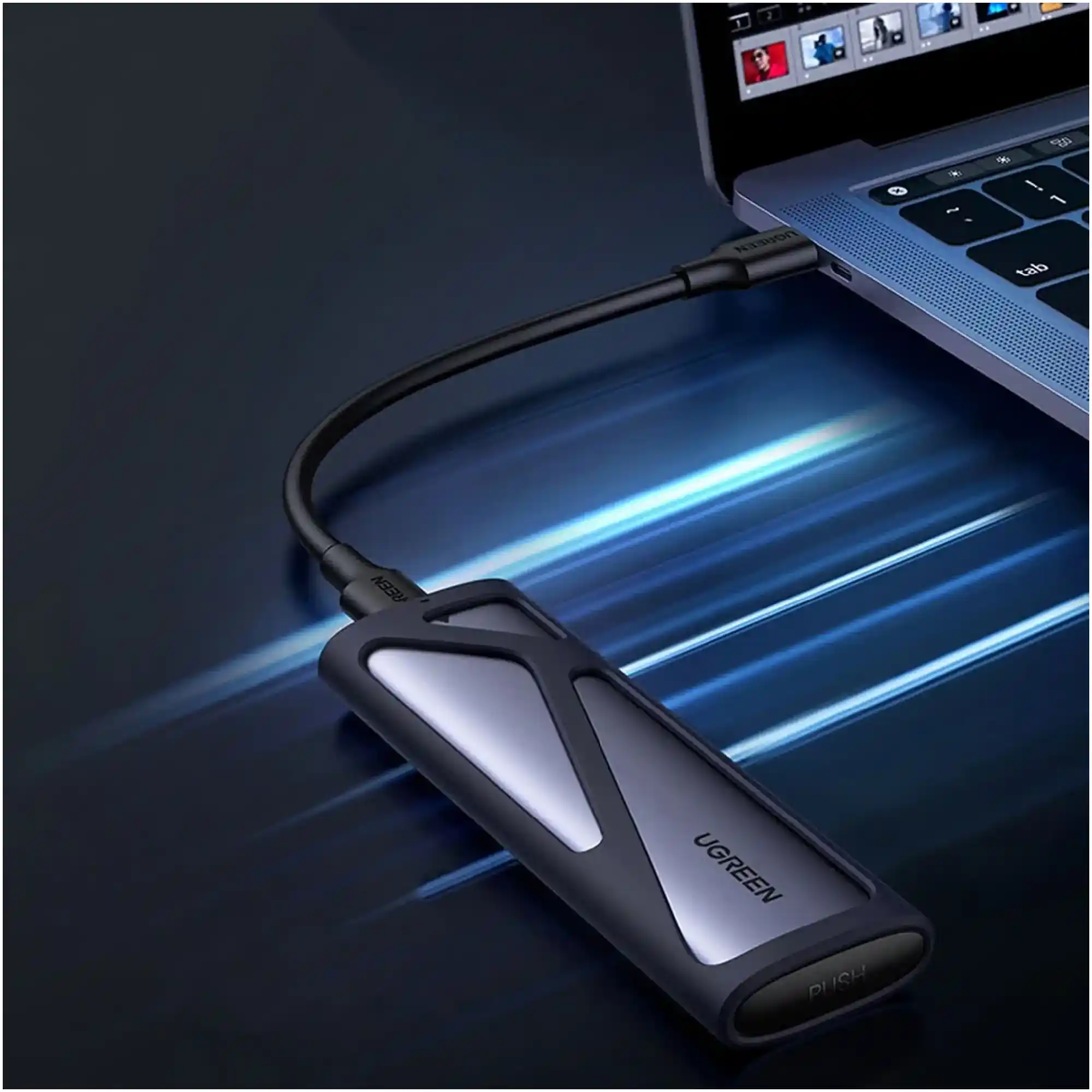 Купить Внешний карман для SSD M.2 (NVME) M-KEY UGREEN 3.1 GEN2 CM400 Gray with C to C and C to A cable (90264) - фото 4