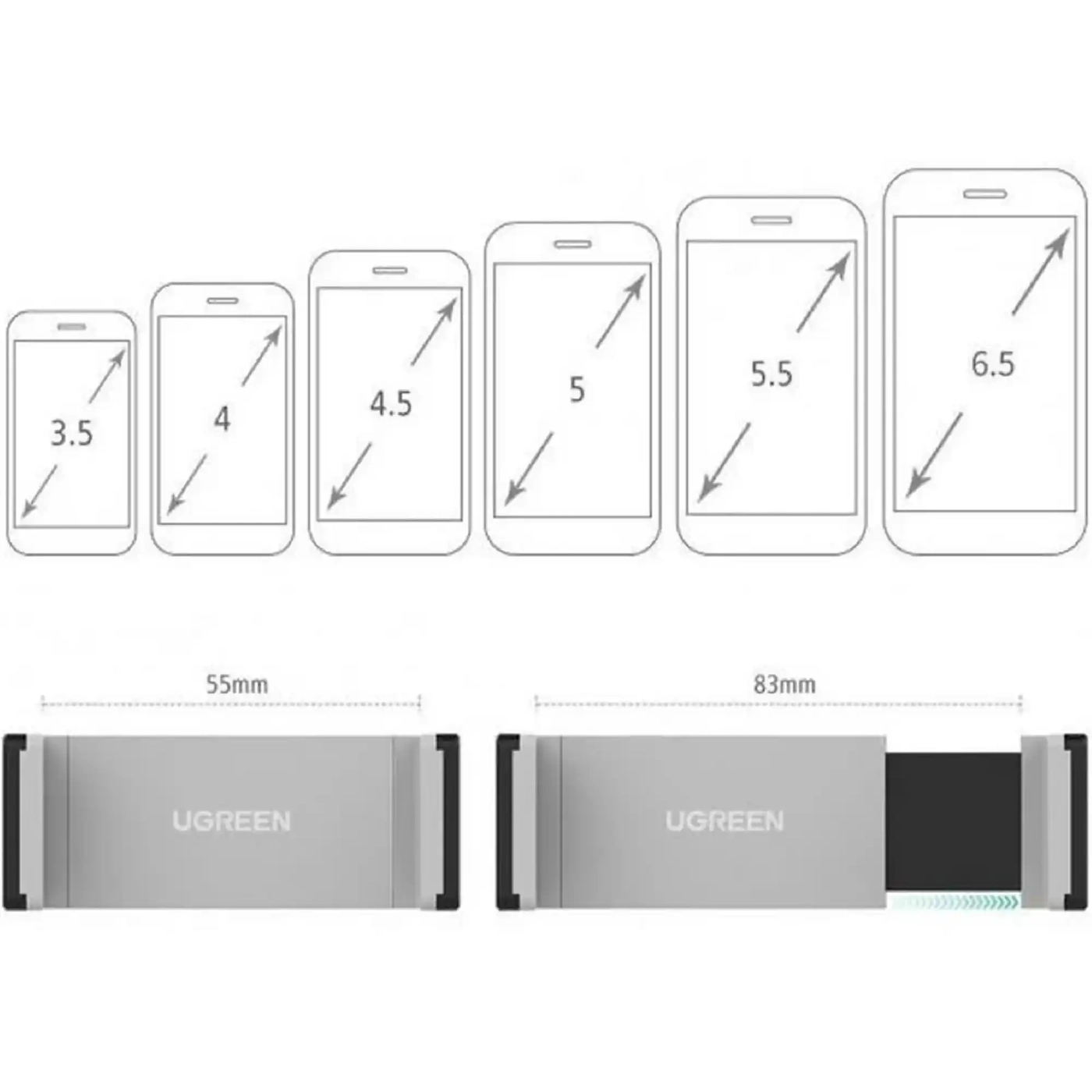 Купити Автомобільний тримач UGREEN LP120 Black (10422) - фото 2