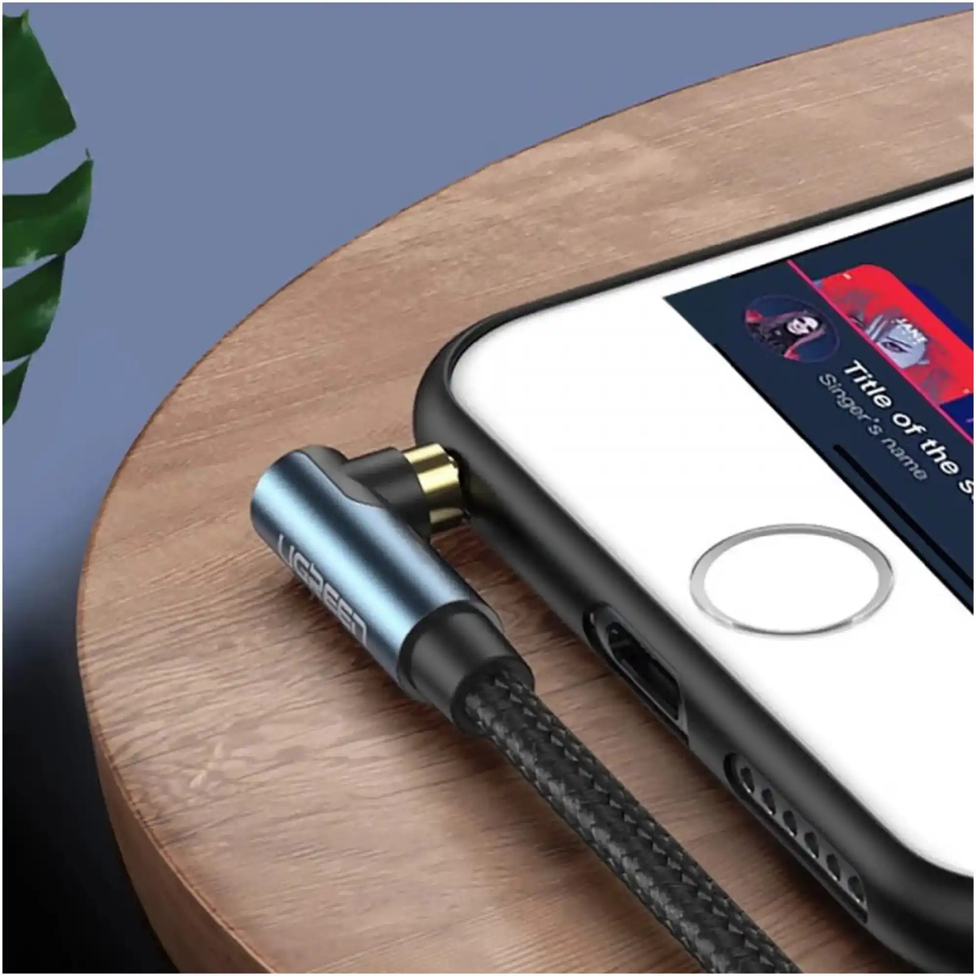 Купить Кабель UGREEN AV112 Angled Cable 3.5mm Male to 3.5mm Male Cable Gold Plated Metal Case with Braid 1m Blue (60179) - фото 2