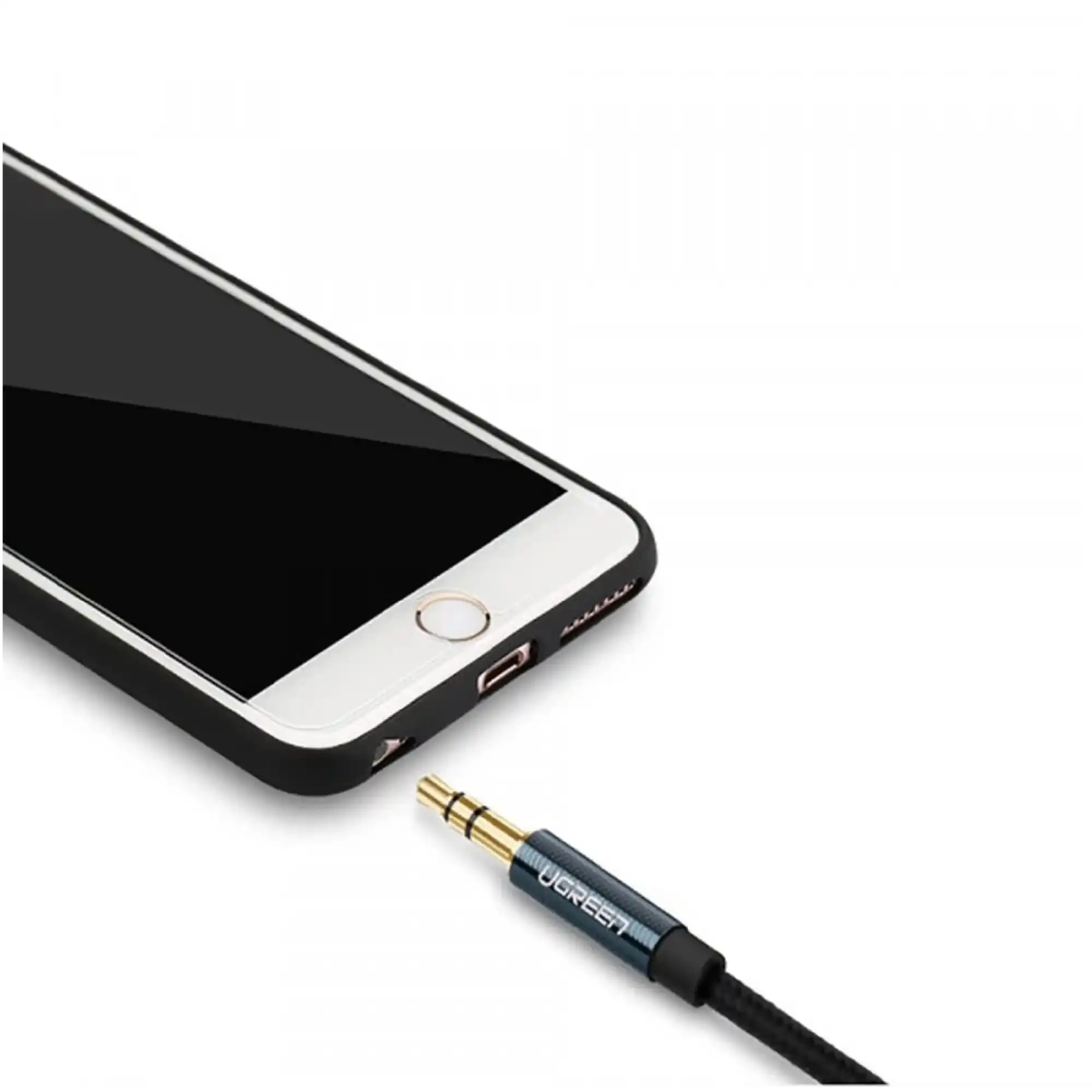 Купить Кабель UGREEN AV112 Angled Cable 3.5mm Male to 3.5mm Male Cable Gold Plated Metal Case with Braid 1m Blue (60179) - фото 3