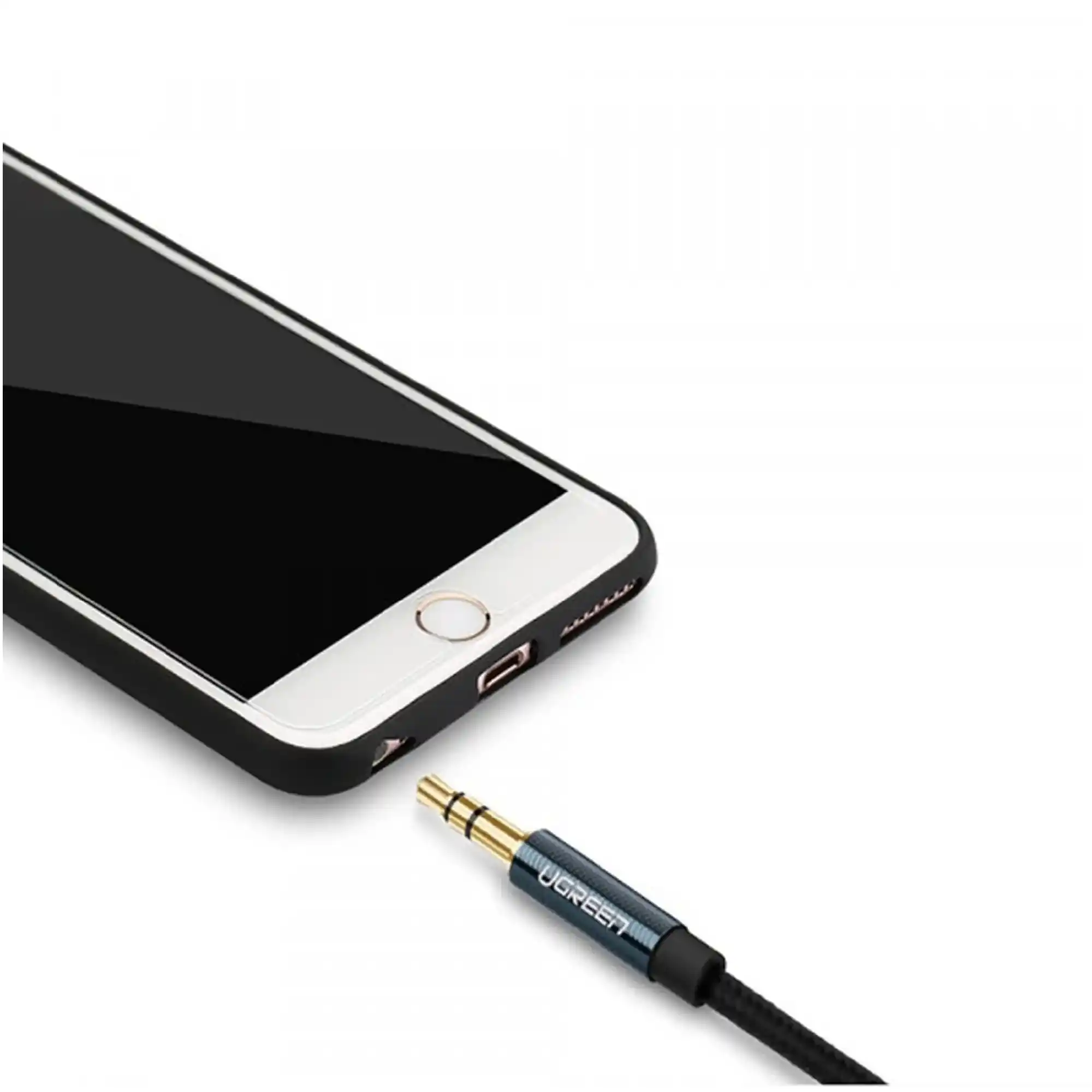 Купить Кабель UGREEN AV112 Angled Cable 3.5mm Male to 3.5mm Male Cable Gold Plated Metal Case with Braid 1m Blue (60179) - фото 3