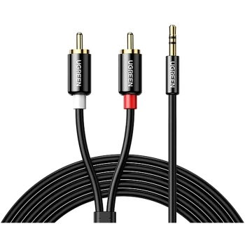 Купити Кабель UGREEN AV116 3.5mm Male to 2 RCA Male Cable 5m Black (10591) - фото 1