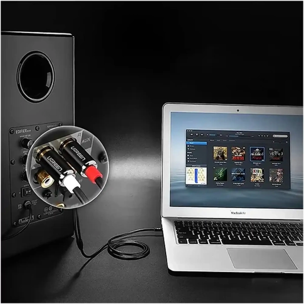 Купить Кабель UGREEN AV116 3.5mm Male to 2 RCA Male Cable 5m Black (10591) - фото 8