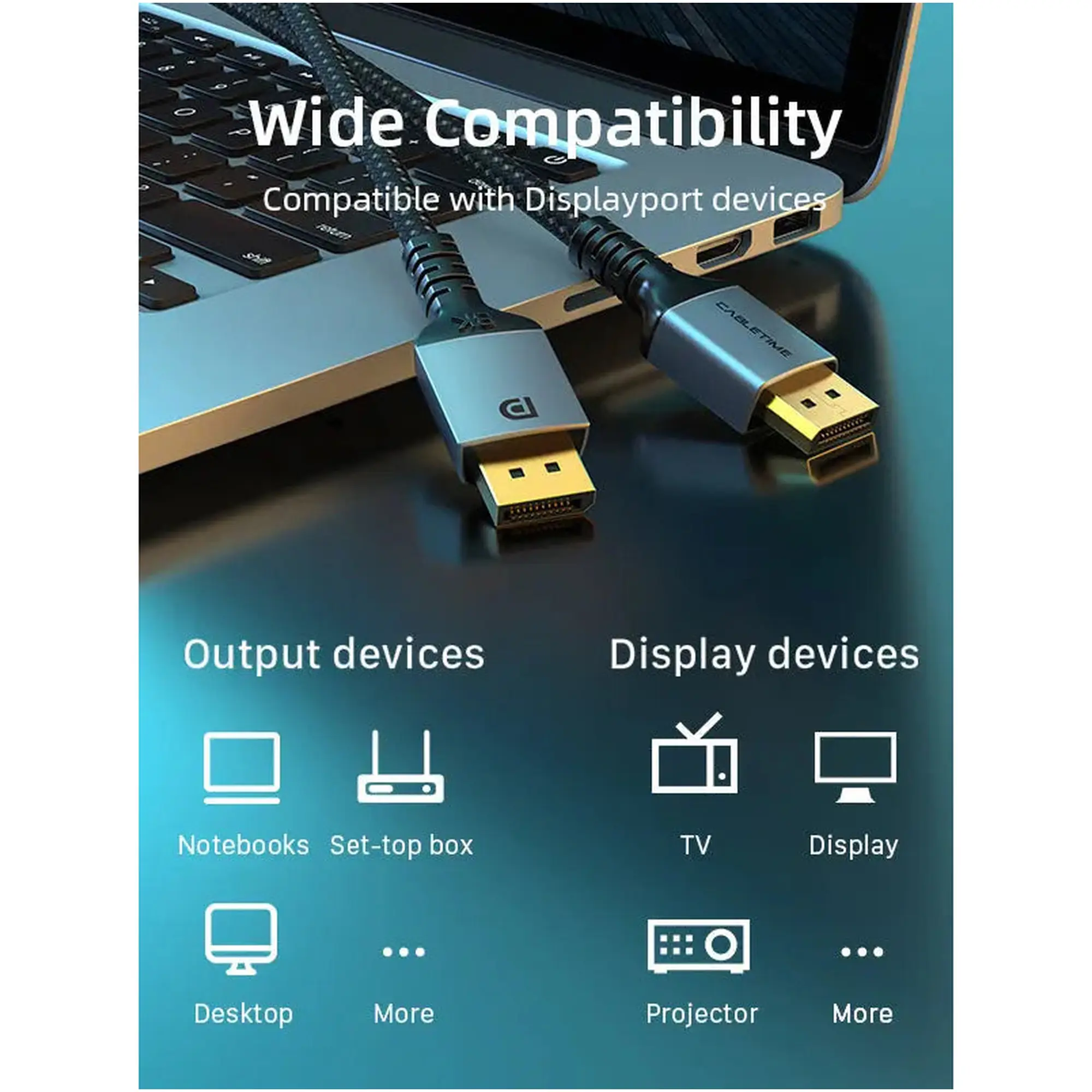 Купить Кабель Cabletime Premium 8K 60Hz DisplayPort 2м Black (CD11L) - фото 5