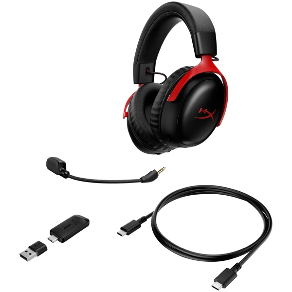 Купить Наушники HyperX Cloud III S Wireless/USB-A/USB-C Black/Red (A59Z0AA) - фото 7